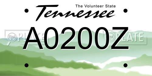 A0200Z Tennessee License Plate