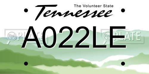 A022LE Tennessee License Plate