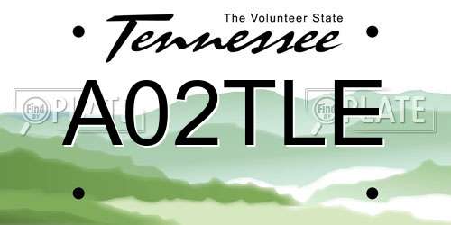 A02TLE Tennessee License Plate