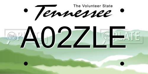 A02ZLE Tennessee License Plate
