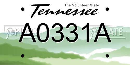 A0331A Tennessee License Plate