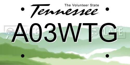 A03WTG Tennessee License Plate