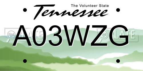 A03WZG Tennessee License Plate