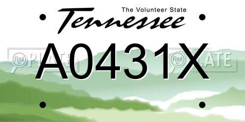 A0431X Tennessee License Plate