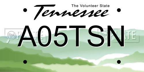 A05TSN Tennessee License Plate