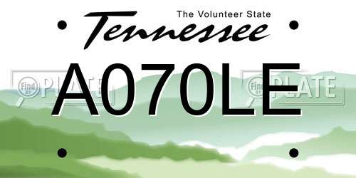 A070LE Tennessee License Plate