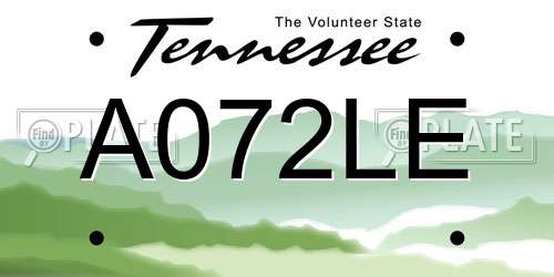 A072LE Tennessee License Plate