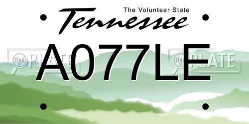 A077LE Tennessee License Plate