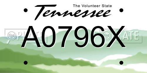 A0796X Tennessee License Plate