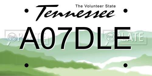 A07DLE Tennessee License Plate