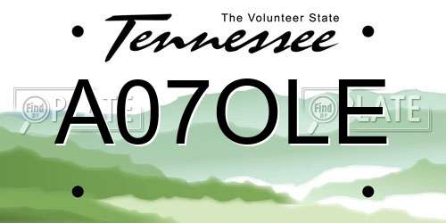 A07OLE Tennessee License Plate