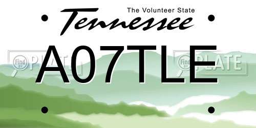 A07TLE Tennessee License Plate