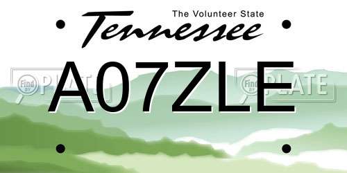 A07ZLE Tennessee License Plate