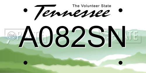 A082SN Tennessee License Plate