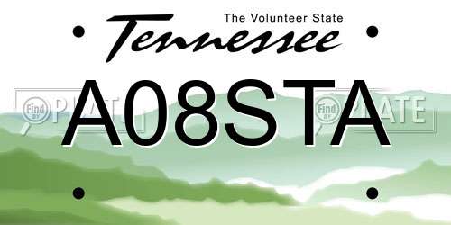 A08STA Tennessee License Plate