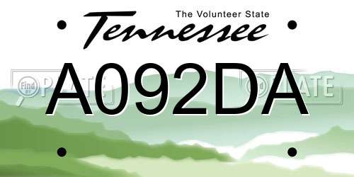 A092DA Tennessee License Plate