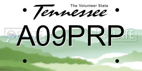 A09PRP Tennessee License Plate