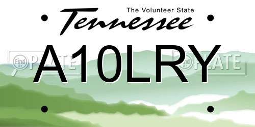 A10LRY Tennessee License Plate