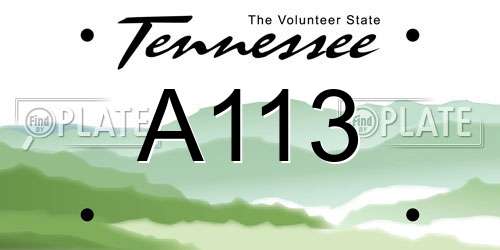 A113 Tennessee License Plate