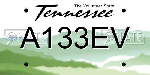 A133EV Tennessee License Plate