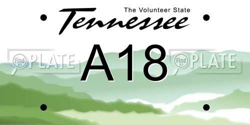 A18 Tennessee License Plate