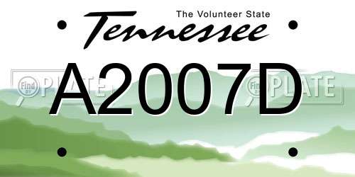 A2007D Tennessee License Plate