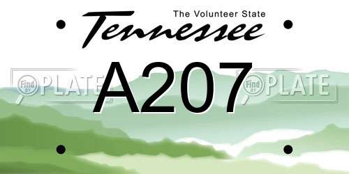 A207 Tennessee License Plate