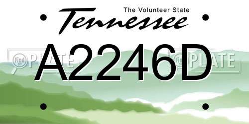 A2246D Tennessee License Plate