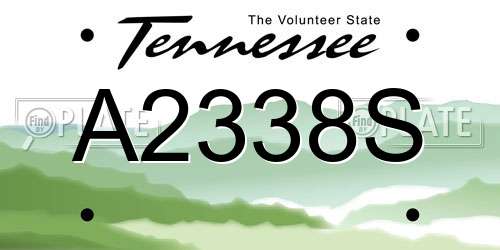 A2338S Tennessee License Plate