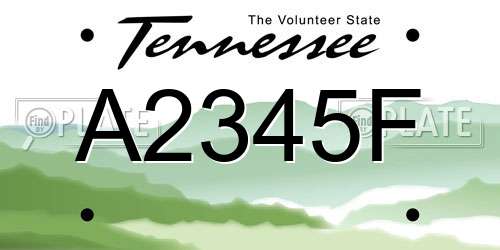 A2345F Tennessee License Plate