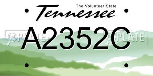 A2352C Tennessee License Plate