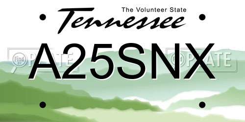 A25SNX Tennessee License Plate