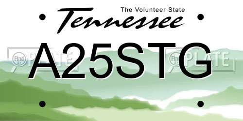 A25STG Tennessee License Plate