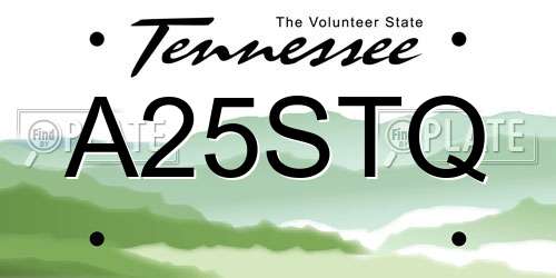 A25STQ Tennessee License Plate