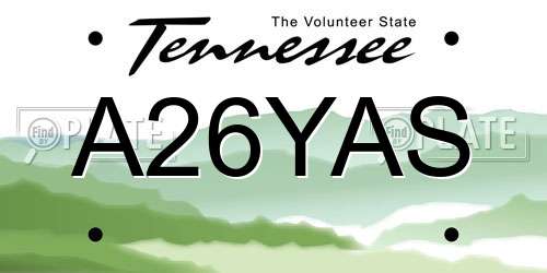 A26YAS Tennessee License Plate