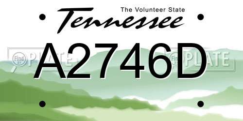 A2746D Tennessee License Plate