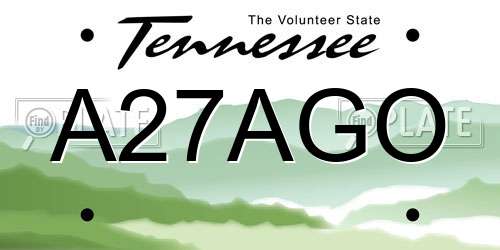A27AGO Tennessee License Plate