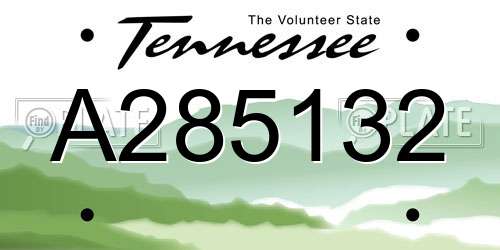 A285132 Tennessee License Plate