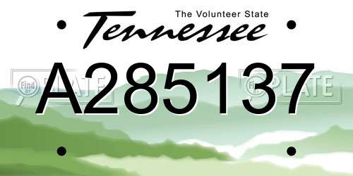 A285137 Tennessee License Plate