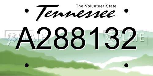 A288132 Tennessee License Plate