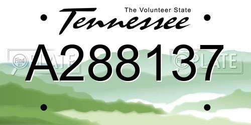 A288137 Tennessee License Plate
