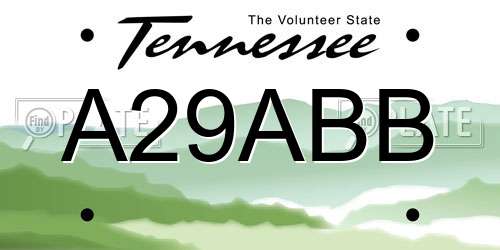 A29ABB Tennessee License Plate