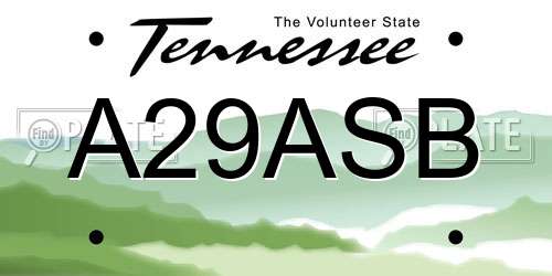 A29ASB Tennessee License Plate