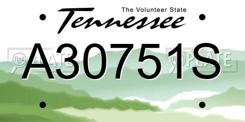 A30751S Tennessee License Plate