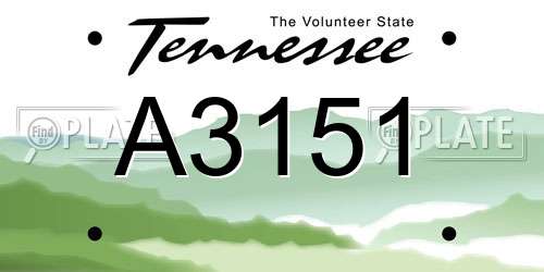 A3151 Tennessee License Plate
