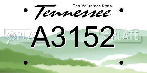 A3152 Tennessee License Plate