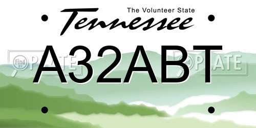 A32ABT Tennessee License Plate