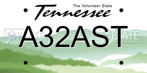 A32AST Tennessee License Plate
