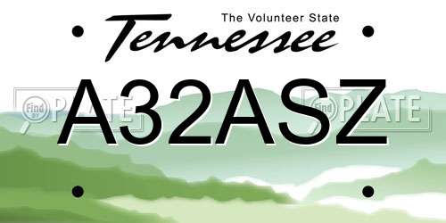 A32ASZ Tennessee License Plate
