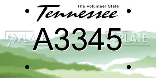 A3345 Tennessee License Plate